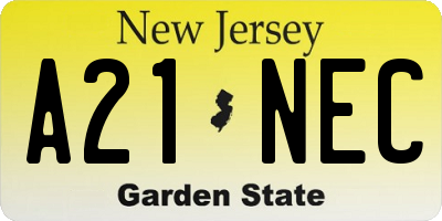 NJ license plate A21NEC
