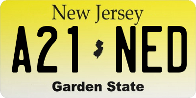 NJ license plate A21NED