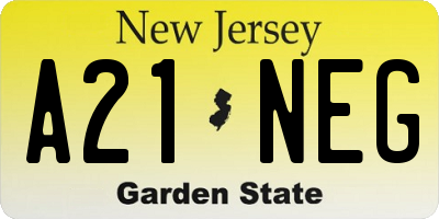 NJ license plate A21NEG