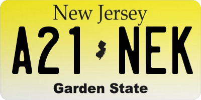 NJ license plate A21NEK