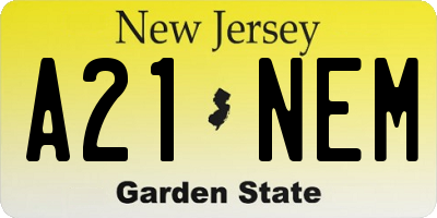 NJ license plate A21NEM