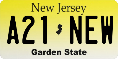 NJ license plate A21NEW
