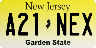 NJ license plate A21NEX