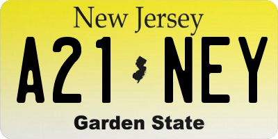 NJ license plate A21NEY