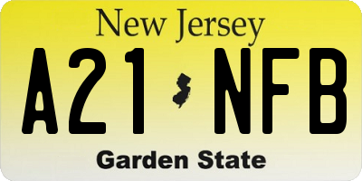 NJ license plate A21NFB