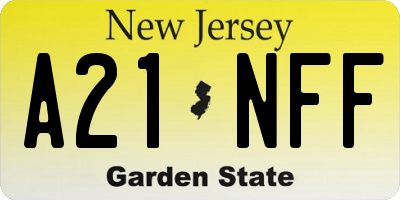 NJ license plate A21NFF