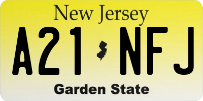 NJ license plate A21NFJ