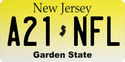 NJ license plate A21NFL