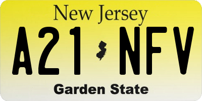 NJ license plate A21NFV