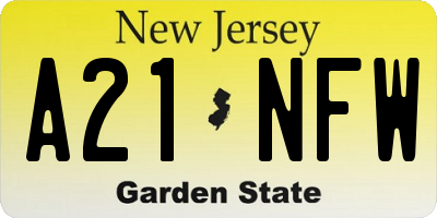 NJ license plate A21NFW