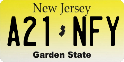 NJ license plate A21NFY