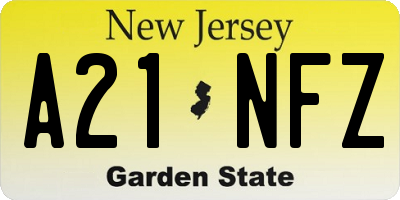 NJ license plate A21NFZ
