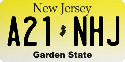NJ license plate A21NHJ