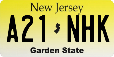 NJ license plate A21NHK