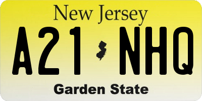 NJ license plate A21NHQ
