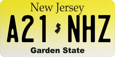 NJ license plate A21NHZ