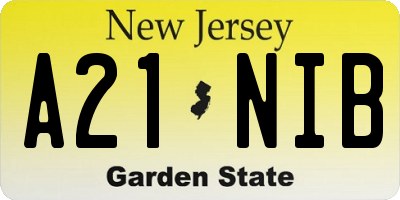 NJ license plate A21NIB