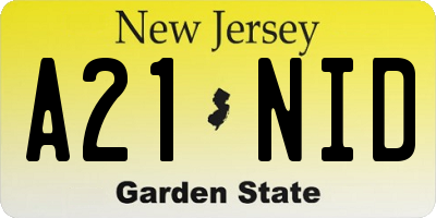 NJ license plate A21NID
