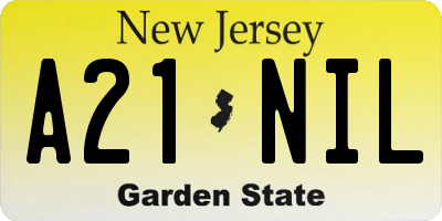 NJ license plate A21NIL