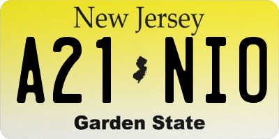 NJ license plate A21NIO