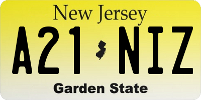 NJ license plate A21NIZ