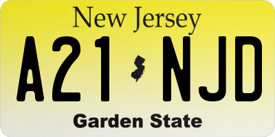 NJ license plate A21NJD