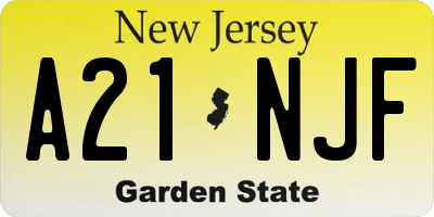 NJ license plate A21NJF
