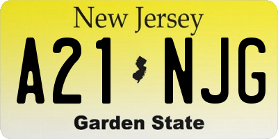 NJ license plate A21NJG