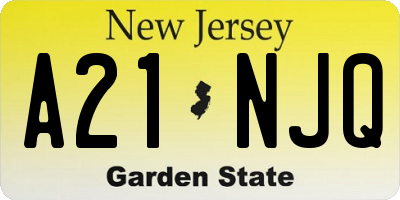 NJ license plate A21NJQ