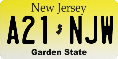NJ license plate A21NJW