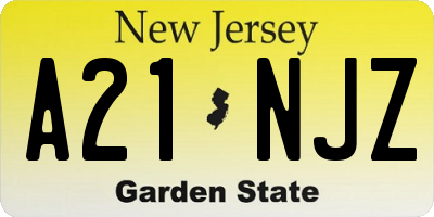 NJ license plate A21NJZ