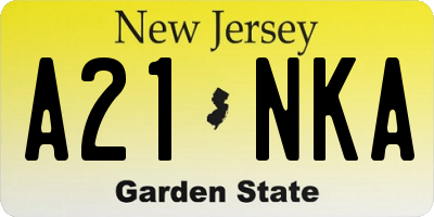 NJ license plate A21NKA