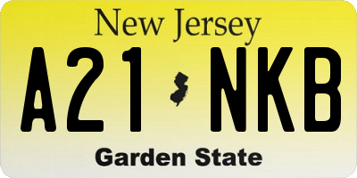 NJ license plate A21NKB