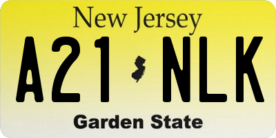 NJ license plate A21NLK