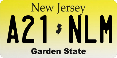 NJ license plate A21NLM