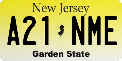 NJ license plate A21NME