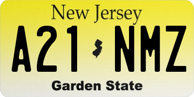 NJ license plate A21NMZ