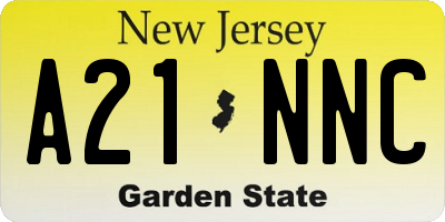 NJ license plate A21NNC