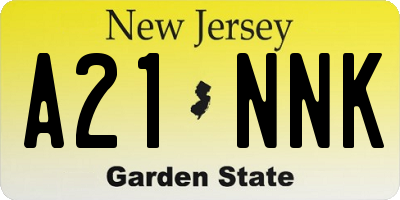 NJ license plate A21NNK