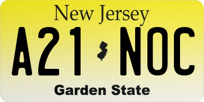 NJ license plate A21NOC
