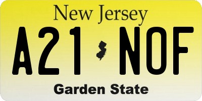 NJ license plate A21NOF