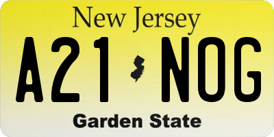 NJ license plate A21NOG