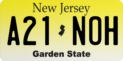 NJ license plate A21NOH