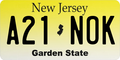 NJ license plate A21NOK