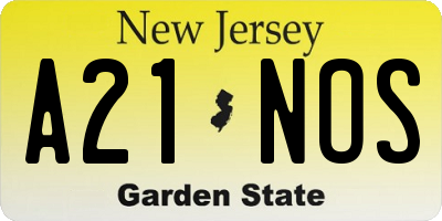NJ license plate A21NOS