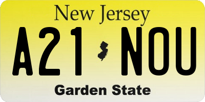 NJ license plate A21NOU