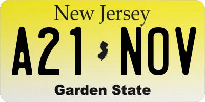 NJ license plate A21NOV