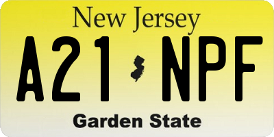 NJ license plate A21NPF