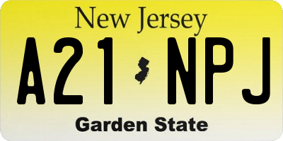 NJ license plate A21NPJ