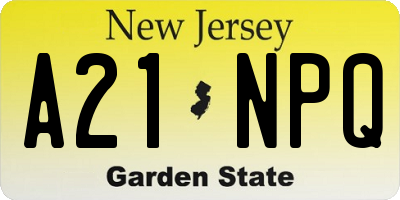 NJ license plate A21NPQ